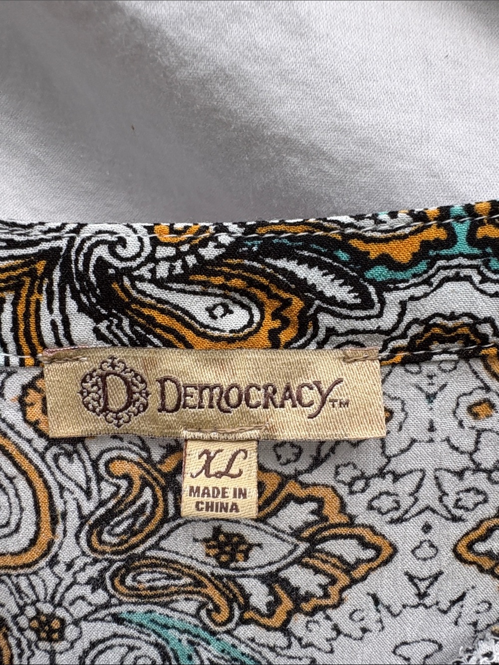Democracy Paisley Tunic in Teal, Goldenrod, Black & White - Picture 2 of 13
